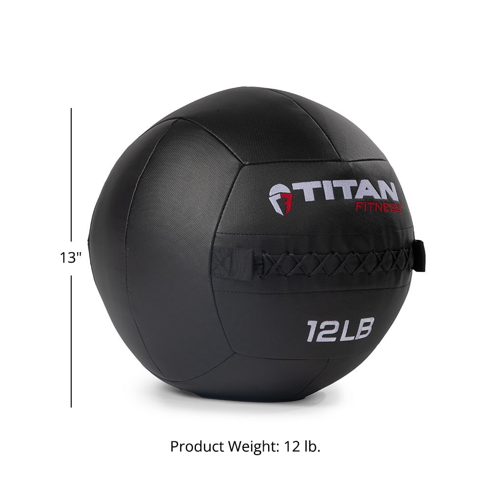 Titan Fitness 12 LB Composite Wall Ball, Soft Shell Poly-Composite Laminate Cross Texture
