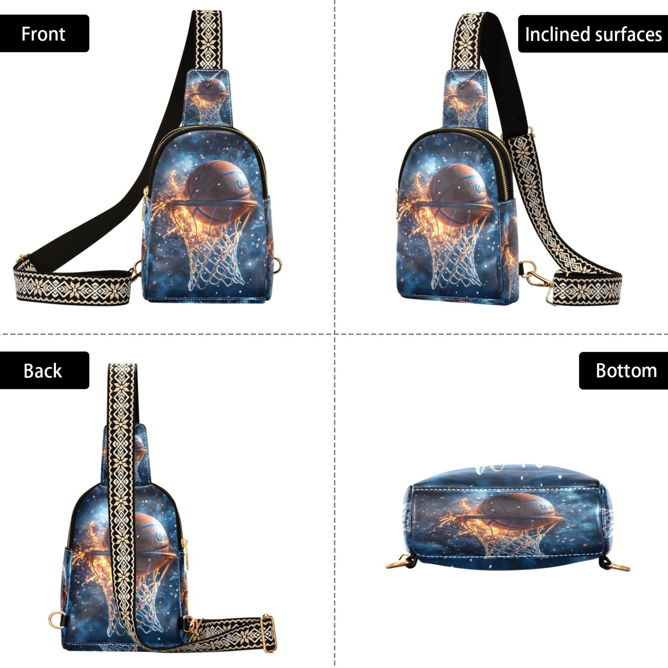 ALAZA Basketball Sparks Sling Bag for Women Men Waterproof Crossbody Chest Bags