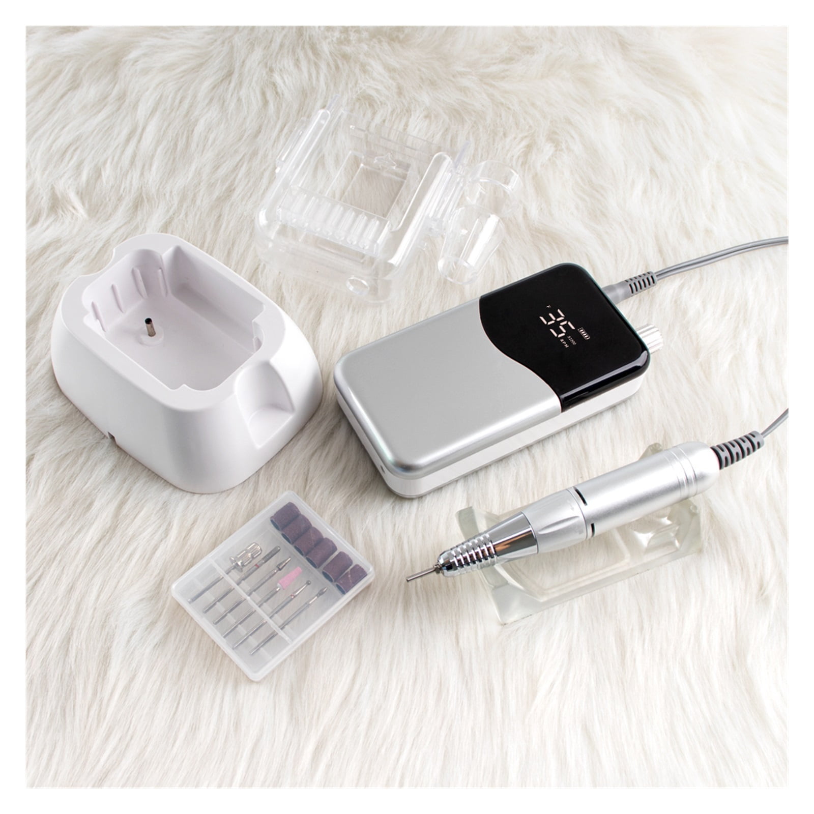 Wave Desktop Cordless Base Electric Nail Drill Machine 35000rpm Drill Set For Manicure Pedicure Rechargeable Battery Wireless ,Lightweight and Portable