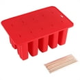thumbnail image 2 of Ice Pop  10-Cavity  Silicone Frozen Ice Cream Popsicle Maker With 12 Wooden Sticks, 2 of 8