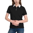 thumbnail image 2 of Mifsaly Women Collared Shirts Short Sleeve Slim Fit Golf Tops Contrast Tipping Button Front Shirt Stretchy Soft Athletic Summer Tennis Tee M, 2 of 6