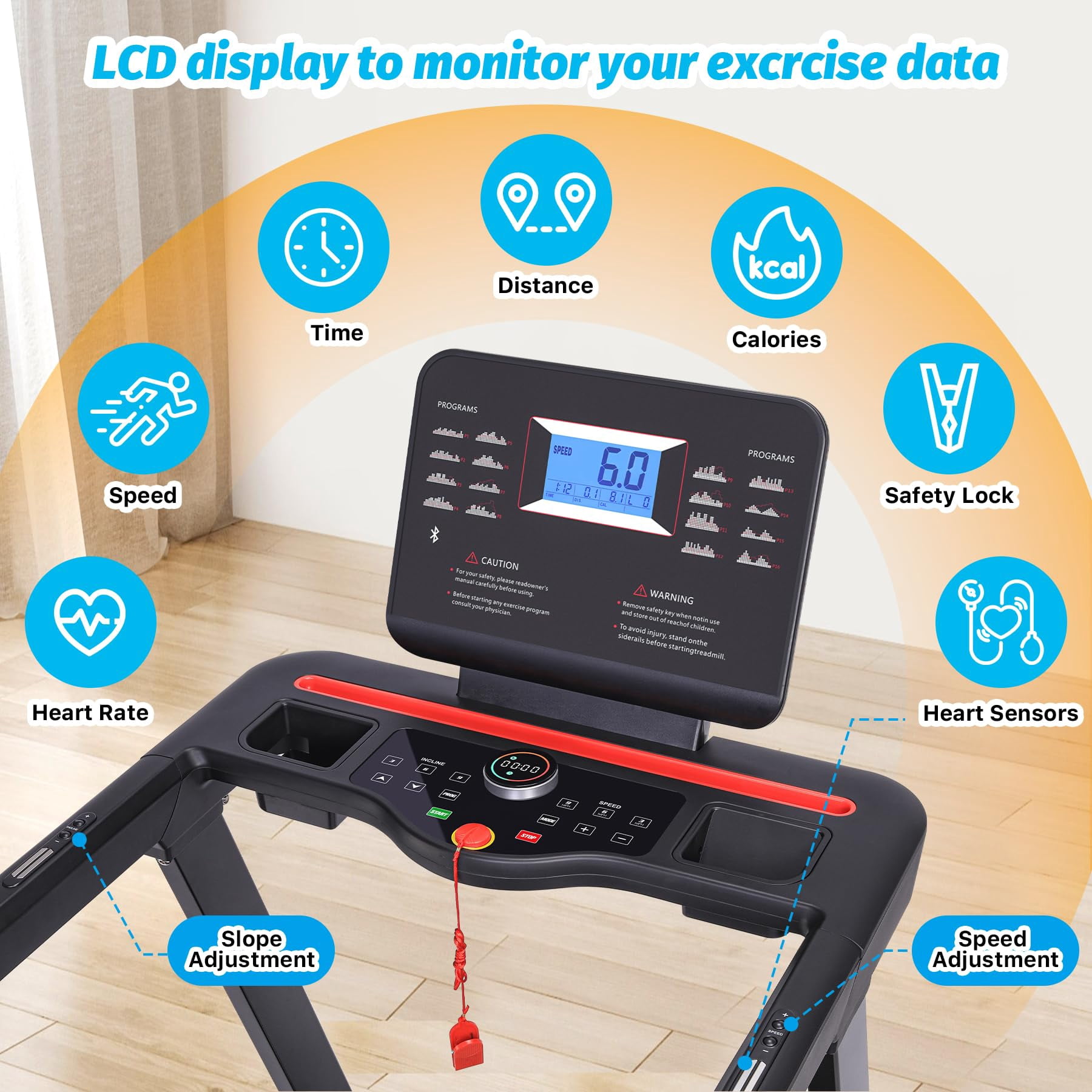 TROPOW Walking Pad Treadmill,Treadmills for Home, Treadmills for Home Small,with Heart Sensor,3.5 HP Quiet Brushless, 8.7 MPH, Shuttle Buttons,48in*18in Running Area,Running Machine