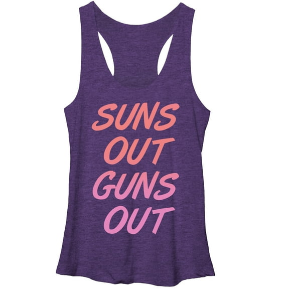 Women's CHIN UP Sun's Out Guns Out  Racerback Tank Top Purple Heather X Large