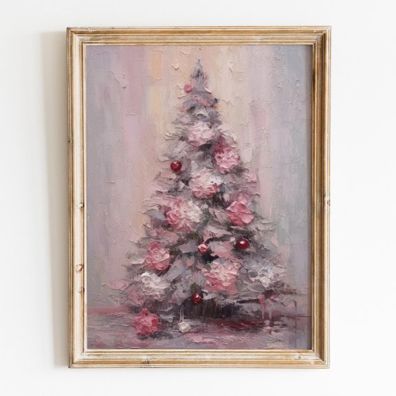 369 Prints pink Christmas Tree Girly Wall Art, Preppy Christmas Room Decor, Pink Winter, Trendy Pink Holiday Poster, Poster Only