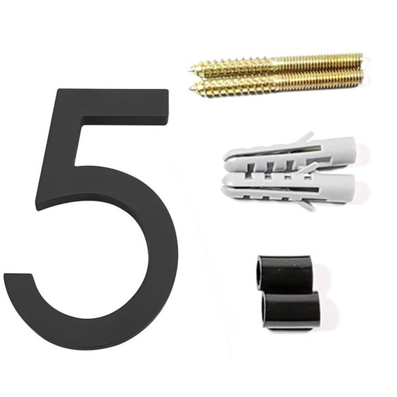 1pcs 5 Pouces 0-9 Numéro de Maison Flottant Numéros de Maison Modernes, Numéro Acrylique Noir Boîte aux Lettres de Porte de Jardin Numéros d'Adresse, Facile à Installer avec Kit de Clous