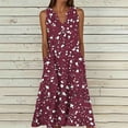 thumbnail image 2 of VBVC Women's Floral V-Neck Maxi Dress,Sleeveless Button Detail Flowy Dress For Women,Ladies Summer A-Line Beach Boho Sundress with Pockets,Red,S-5XL, 2 of 6