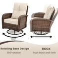 thumbnail image 4 of LOGYAT 3-Piece Swivel Wicker Patio Furniture Set, All-Weather Resin Rattan Chairs with Washable Cushions, Tempered Glass Top Side Table for Porch Deck Balcony, Beige Cushions, 4 of 7