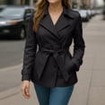thumbnail image 4 of Wutalume Women's Solid Color Thick Long Sleeve Fashion Coat Jacket, Belted Short Jacket for Casual and Office Wear with Modern and Comfortable Design,Black L, 4 of 4
