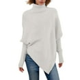 thumbnail image 1 of cfhntfmh Pull Oversize pour Femmes Ourlet Asymétrique Manches Longues Col Roulé Automne 2024, 1 of 3