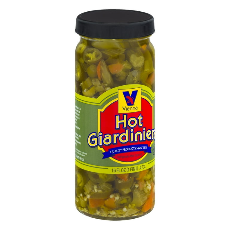 Vienna Beef, Hot Giardiniera, 16 oz, Jarred Vegetables, Shelf