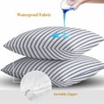 thumbnail image 4 of Throw Pillow Covers 20x20 Inch Set of 2, Navy Blue Striped Waterproof Outdoor Pillow Covers, Navy Blue White Stripes Farmhouse Decorative Cushion Pillowcases for Couch, Sofa, Bed, Garden, Patio, 4 of 9