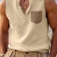 thumbnail image 4 of Lmueinov Mens Linen Henley Tank Top, Sleeveless Summer Beach Shirts Cotton Linen Vest, Lightweight Relaxed Fit, S-2XL, 4 of 5