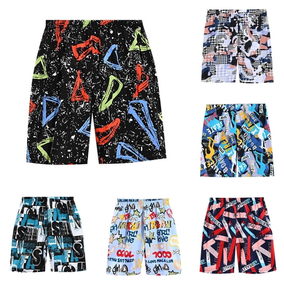 FYDUU Boys Swim Trunks Summer Swim Shorts Cute Printed Casual Beach Shorts Swimwear Bathing Suits Fashion Swimming Shorts for Kids 9-10 Years