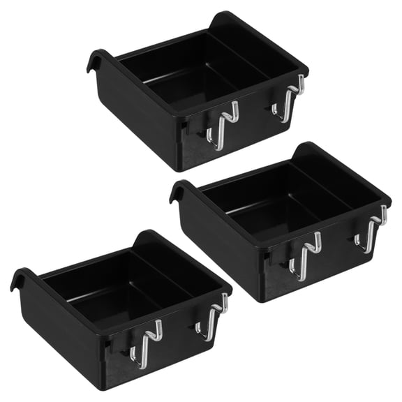 Mobestech 3-Pack Black Plastic Pegboard Storage Bins with Antistatic Design for Home, Workshop, Garage, and Office Organization