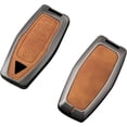 thumbnail image 3 of Key Fob Cover Compatible with Mitsubishi Outlander PHEV Pajero Sport L200 Delica Mini eK Colt Leather 3 Button 2025-2026 Keychain Case Holder Protector,4 Button Brown, 3 of 9