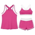 thumbnail image 5 of VBVC Women's 3 Piece High Waisted Tankini Set , Athletic Modest Bathing Suit For Women , Ladies' Color Block Workout Swimwear with Pockets,Hot Pink,S-2XL, 5 of 8