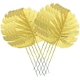 thumbnail image 1 of 10PCS Gold Decoration Imitation Turtle Back Leaf Artificial Plants Palm Leaves Tropical Party Leaves, 1 of 5