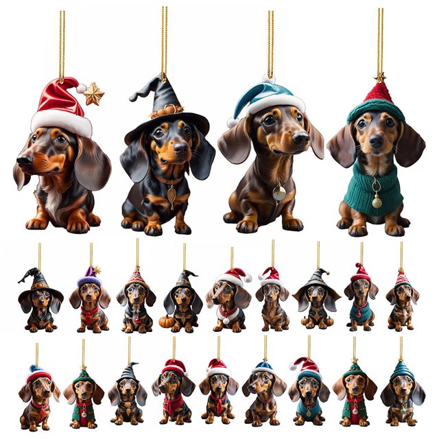 Adorno acrílico para perro Wdftyju Navidad colgante