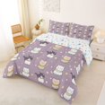 thumbnail image 2 of Homewish Funny Pet Cats Full Size Comforter Sets,Kawaii Cartoon Animal Bedding Comforter Set,Purple,Colorful Stars Reversible,3-Piece,1 Comforter and 2 Pillowcases, 2 of 7