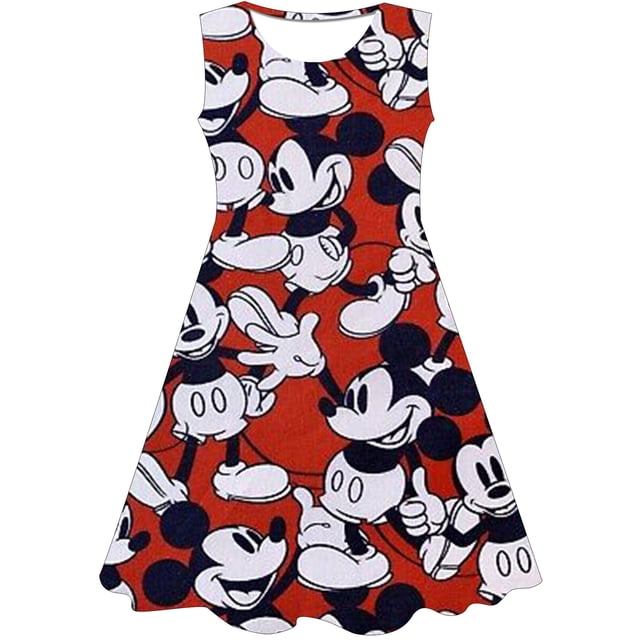 Vestidos de verano de Minnie Mouse, ropa para niños, trajes para niñas, vestido de serie de Disney con estampado de dibujos animados, ropa de bebé, faldas de una pieza 9T Gao Jinjia LED