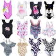 thumbnail image 2 of Ropa de unicornio para niña, traje de baño de una pieza con manga con volantes, bañador para niña, traje de baño para playa, conjuntos de ropa para niño recién nacido, 2 of 4
