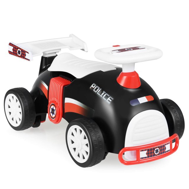 Costway Voiture Pousse-Pousse pour Enfants avec Musique, Rangement sous le Siège, Roues Universelles pour Garçons et Filles, Noir et Rouge
