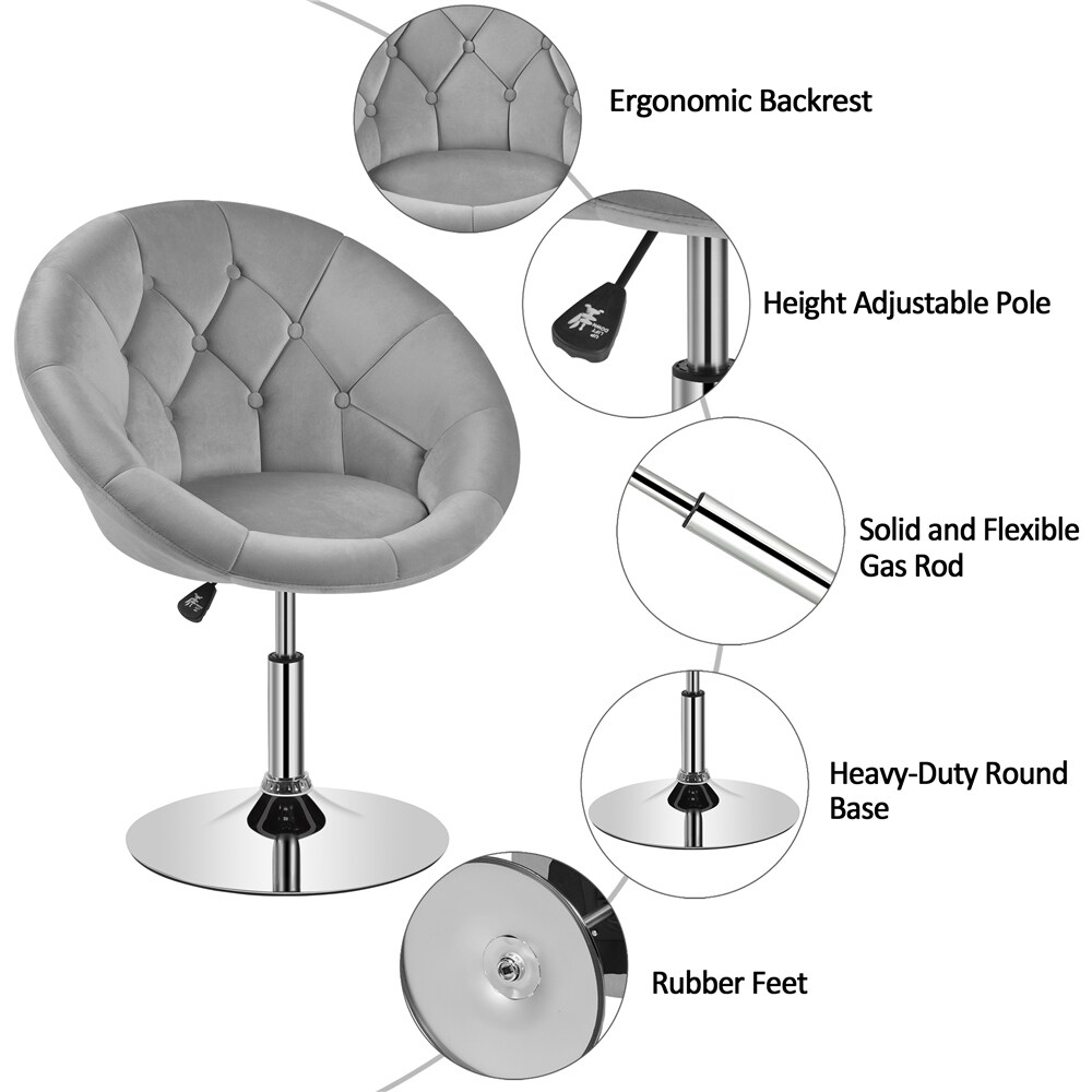 Yaheetech Modern Height Adjustable Tufted Barrel Swivel Accent Chair