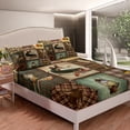 thumbnail image 2 of Farmhouse Pike Fish Bed Sheets Set Men,Hunting Fishing Sheet Set Full,Rustic Lake Paddle Sheets,Cabin Lodge Plaid Patchwork Flat Fitted Sheet with 2 Pillowcases Bedroom Decor, 2 of 5