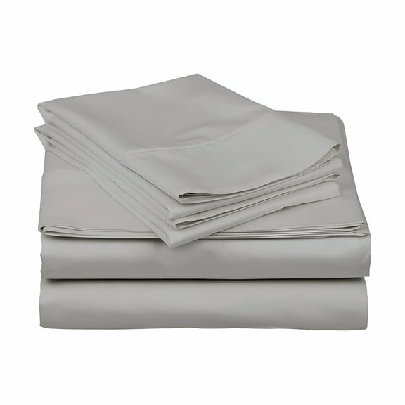 AUQ 800 Thread Count 100% Egyptian Cotton Sateen Weave-4 Piece Bed Sheets,Silver Solid-King Size,Luxury Premium Hotel Quality Sheet Set,Fits Mattresses Upto 18" Deep Pocket