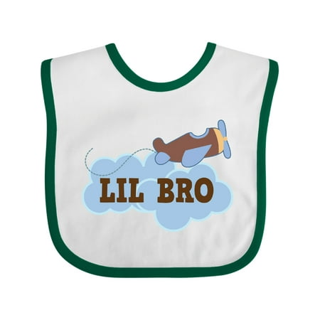 

Inktastic Lil Bro Airplane Boys Pilot Brother Gift Baby Boy Bib