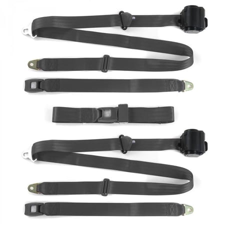 SafeTBoy  Standard 3 Point Charcoal Retractable Bench Seat Belt Kit with 3 Belts for 1971-1976 Chevy Impala