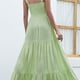 thumbnail image 3 of Vestido Casual para Mujer Verano Correa De Espagueti Ajustable Escalonado Sin Espalda Volantes Recortados Sueltos （Verde）,S, 3 of 5