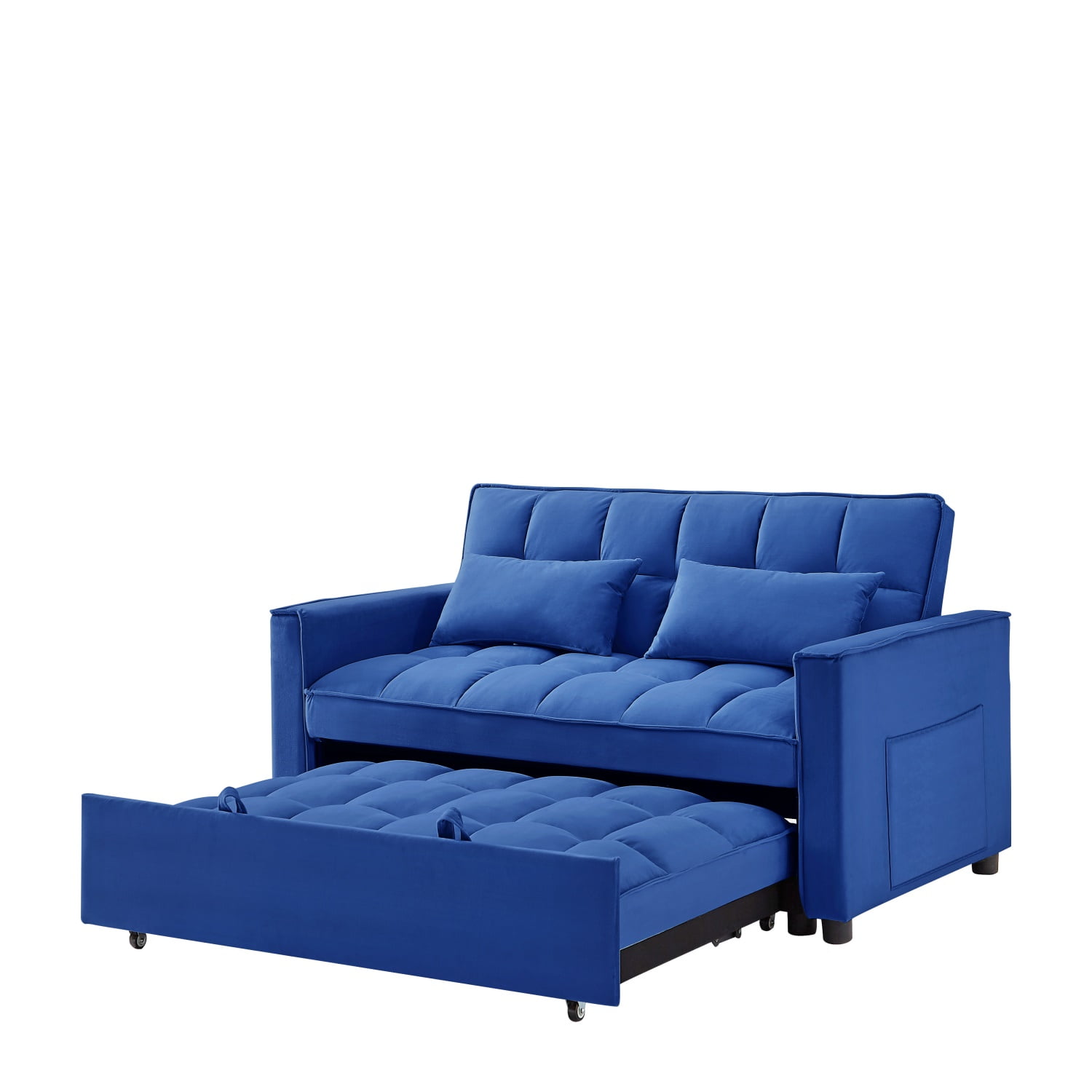 Hommoo 3 in 1 Convertible Pull Out Sofa Bed, Loveseat Sleeper Sofa, Blue