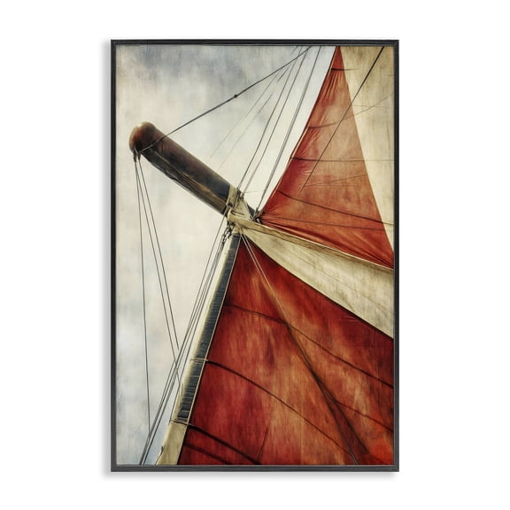 Stupell Industries Traditional Red Sail at Sea Black Framed Giclee Art, 12 x 18, by Creative Studio