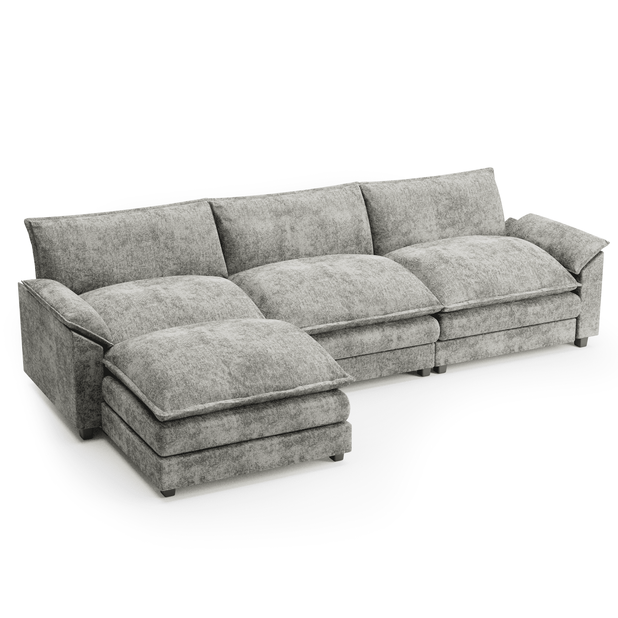 Homall Sectional Sofa 3-seat L-shaped Sofa with reversible toffee chair Movable Footrest Sofa,Gray
