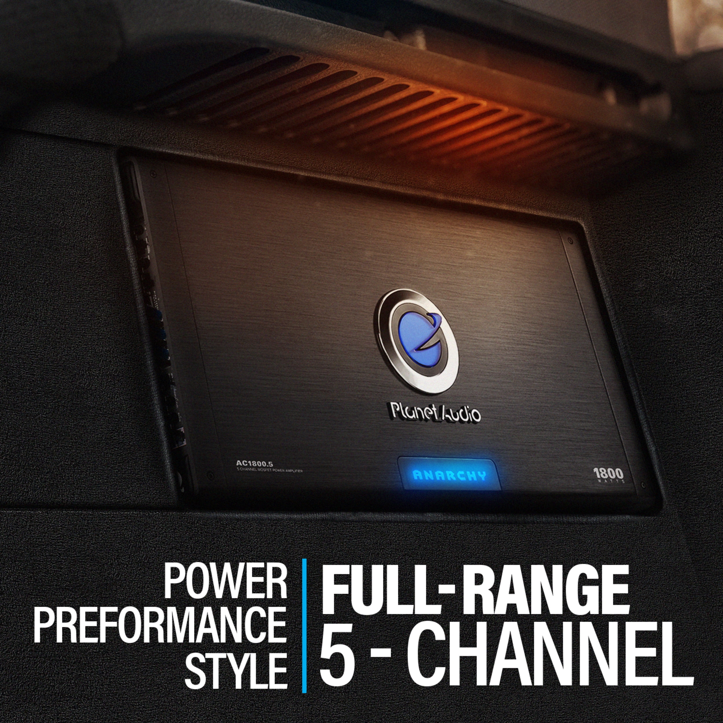 Planet Audio AC1800.5 1800 Watt 5 Channel Car Amplifier, Full Range, Bridgeable