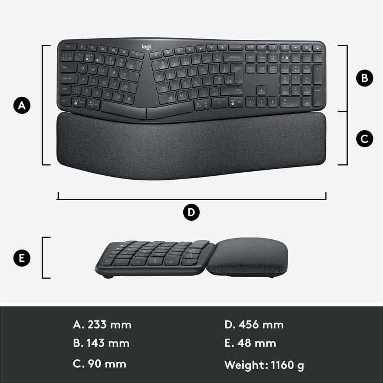 Logitech Ergo K860 Business Keyboard with Cordless Number Pad