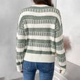 thumbnail image 4 of Aueoeo Women's Striped Knit Sweaters Fall Winter Crew Neck Long Sleeve Casual Sweater Pullover Tops Army Green L, 4 of 6