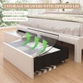 thumbnail image 5 of SIBEDS King Upholstered LED Bed Frame with Storage Drawers & Wingback Headboard, White PU Finish, RGB Lights, 1200 lbs, No Box Spring, 5 of 9