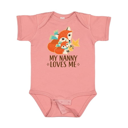 

Inktastic My Nanny Loves Me Cute Fox Gift Baby Boy or Baby Girl Bodysuit