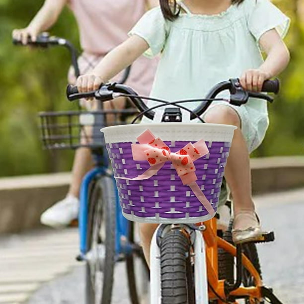 Cesta para Bicicleta para Niños, Cesta para Bicicleta, Cesta para Manillar Extraíble, Cesta de Almacenamiento para Compras, Camping, Picnic, Deportes, Púrpura