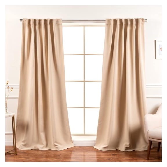 Premium Blackout Curtain Panels - Solid Thermal Insulated Window Treatment Blackout Drapes for Bedroom - Back Tab & Rod Pocket – Beige - 52" W x 120" L - (Set of 2 Panels) 52"W x 120"L (Pack of 1)