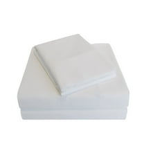 Solid 300-Thread Count Cotton Percale Deep Pocket Sheet Set by Blue Nile Mills, Twin, White