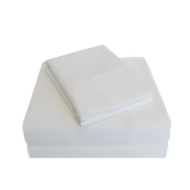 Solid 300-Thread Count Cotton Percale Deep Pocket Sheet Set by Blue Nile Mills, Twin, White