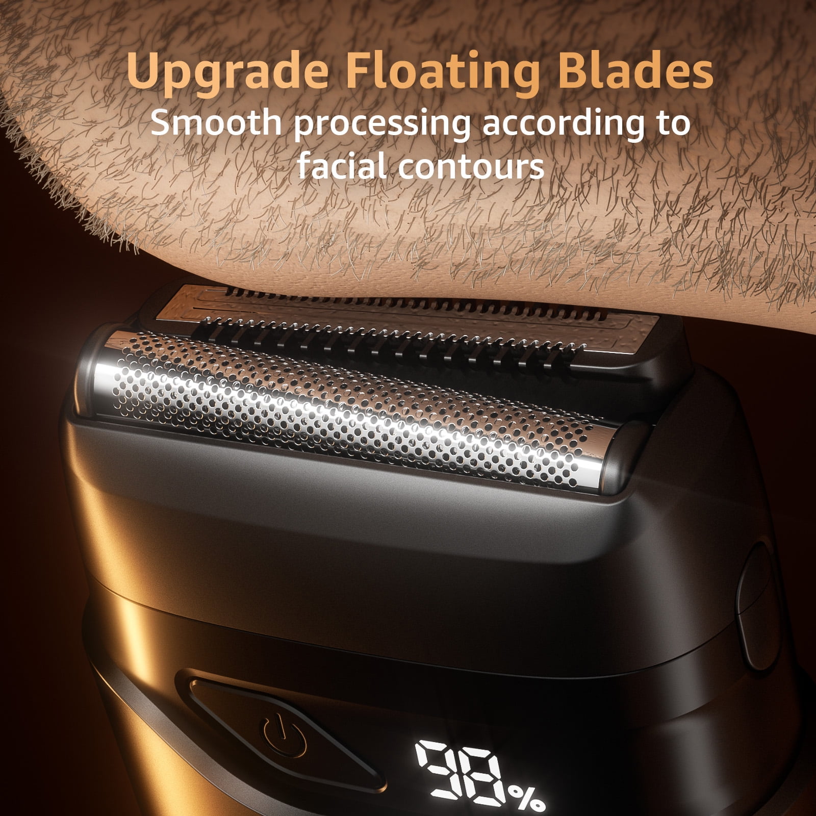 Nogroa Electric Razor for Men, Portable Mini Foil Shaver with 2 Floating Blade IPX7 Waterproof LED Display USB-C Rechargeable Small Cordless Beard Trimmers for Home Travel, Black