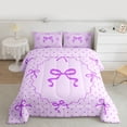 thumbnail image 2 of jejeloiu Purple Loves Pattern Full Size Comforter Sets,Cartoon Cute Bow Bedding Sets For Teens Reversible 3pcs, 2 of 8