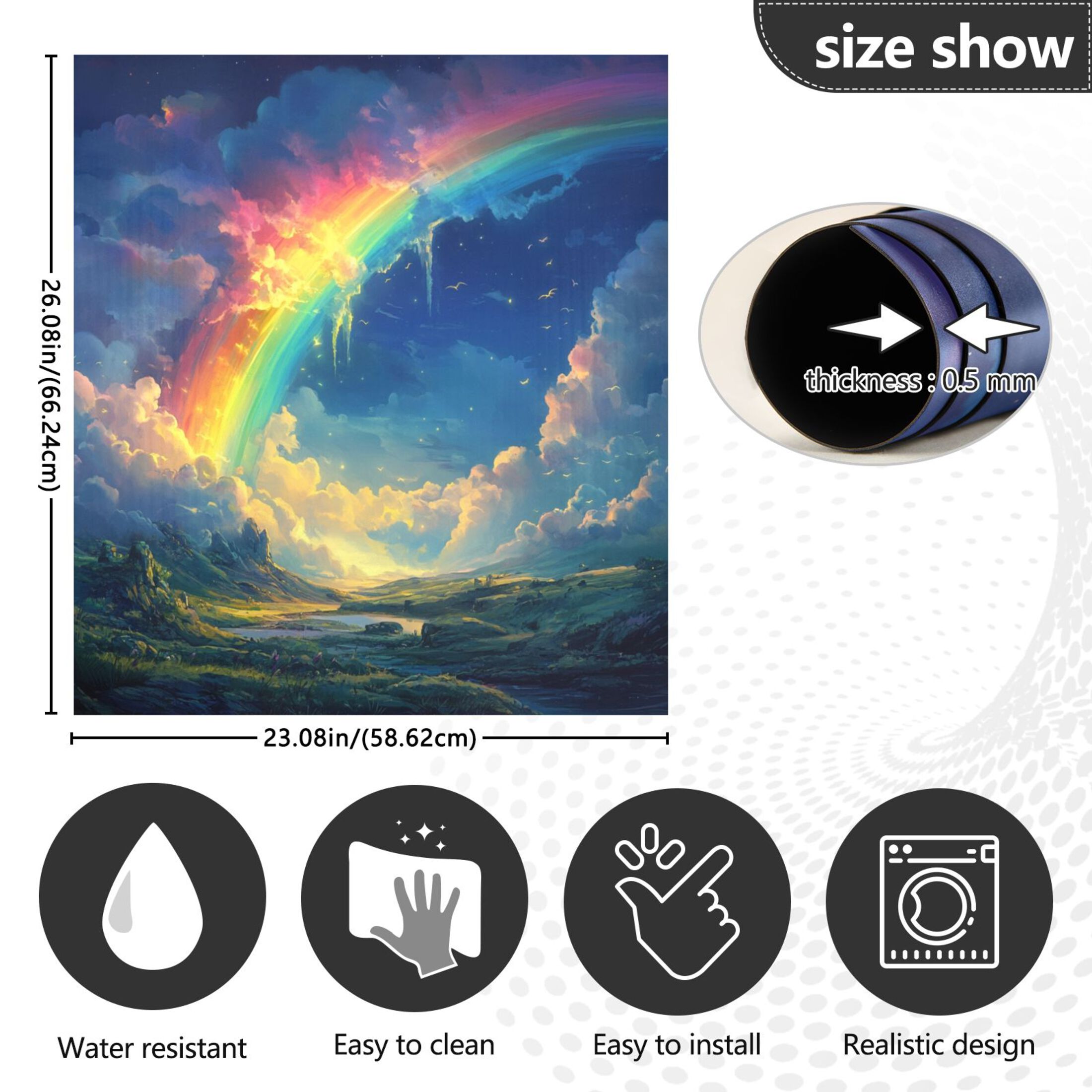 Dishwasher Magnetic Sticker 23x26 Inch Refrigerator Magnetic Sticker Washing Machine Magnetic Sticker Kitchen Panel Magnetic Sticker Home Decor Super Cool Rainbow
