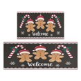 thumbnail image 1 of Christmas Kitchen Rug Set of 2 Absobent Kitchen Mats for Floor,Welcome Christmas Gingerbread Man Candy Kitchen Rugs and Mats for Bathroom,Room Cooking (47x17+30x17in), 1 of 6