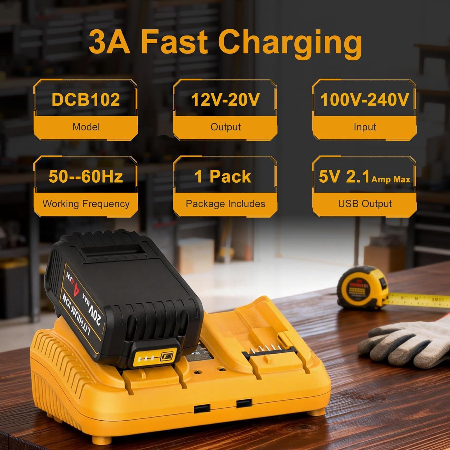 DCB102 20V MAX Battery Charger Replacement for Dewalt Battery Charger, 2 Port Charger Compatible with Dewalt 12V-20V Batteries