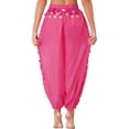 thumbnail image 2 of Lejafay Women's Belly Dance Pants Side Split Bloomers Lantern Pants Hot Pink One Size, 2 of 7